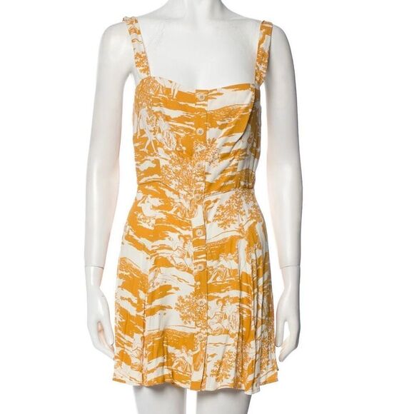 Reformation Jessa Yellow Button Down Mini Dress Women’s US 2 - Picture 1 of 7